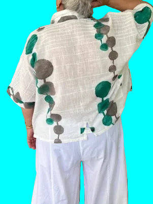 Button Down Camp Shirt White 100% Cotton