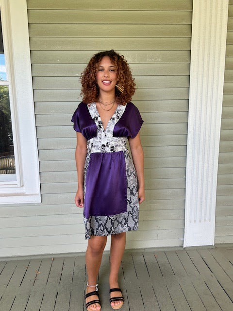 Boxing Kitten 100%Silk V Neck Dress