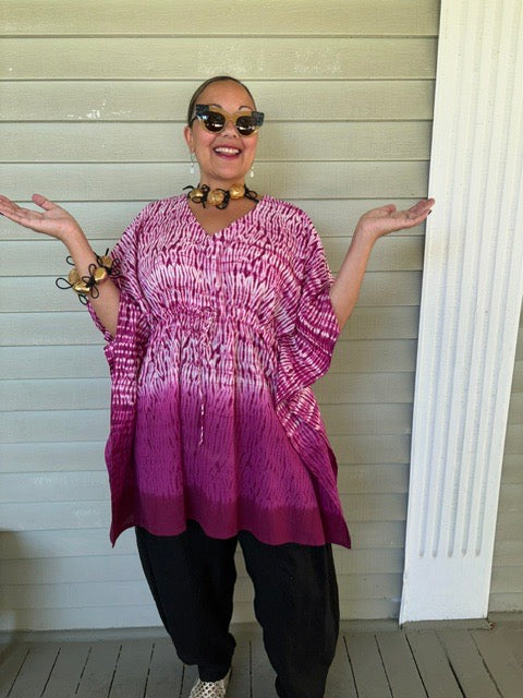 Hot Pink Caftan Hand Dyed