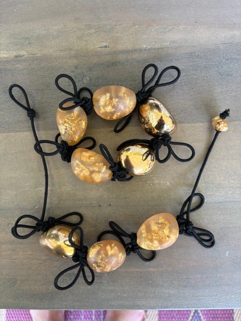 Eco Resin With Gold Leaf On Elastic (Bracelet And chocker Sold As Set )
