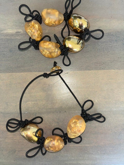 Eco Resin With Gold Leaf On Elastic (Bracelet And chocker Sold As Set )