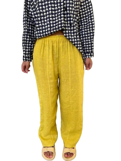 Transparente Front Seam Yellow Linen Pants