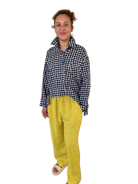Transparente Front Seam Yellow Linen Pants