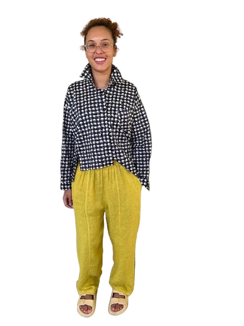 Transparente Front Seam Yellow Linen Pants