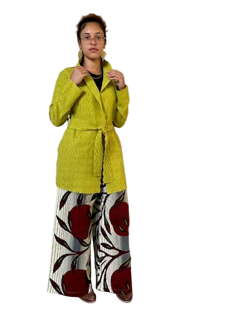 Vanite Chevron Pleats Jacket Lime