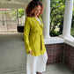 Vanite Chevron Pleats Jacket Lime