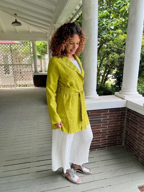 Vanite Chevron Pleats Jacket Lime