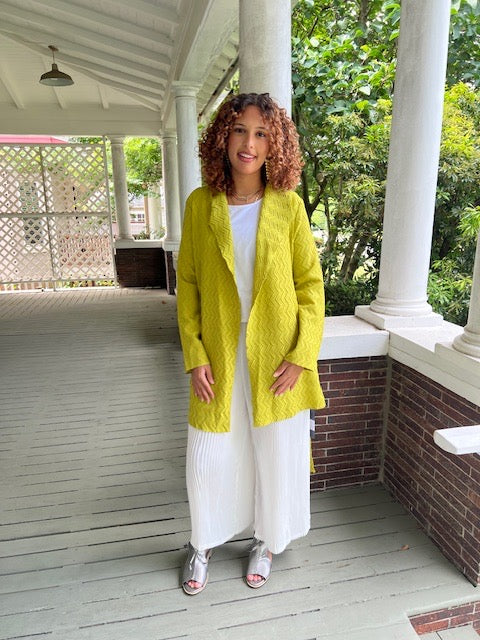 Vanite Chevron Pleats Jacket Lime