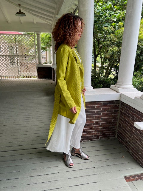 Vanite Chevron Pleats Jacket Lime