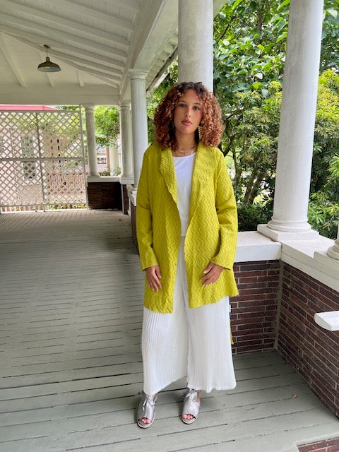 Vanite Chevron Pleats Jacket Lime