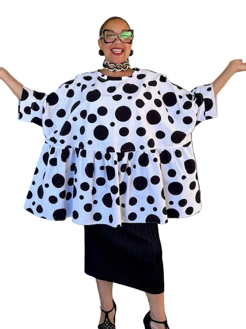 Dth Black Dots Baby Doll Oversized Top