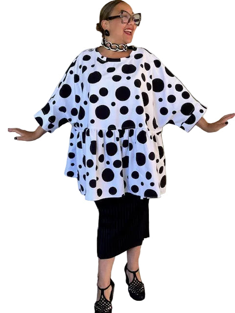 Dth Black Dots Baby Doll Oversized Top