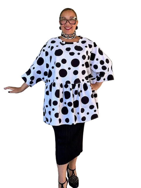 Dth Black Dots Baby Doll Oversized Top