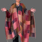 Fall wrap  In Colorfull Ikat (Trimmed In Leather)