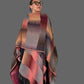Fall wrap  In Colorfull Ikat (Trimmed In Leather)
