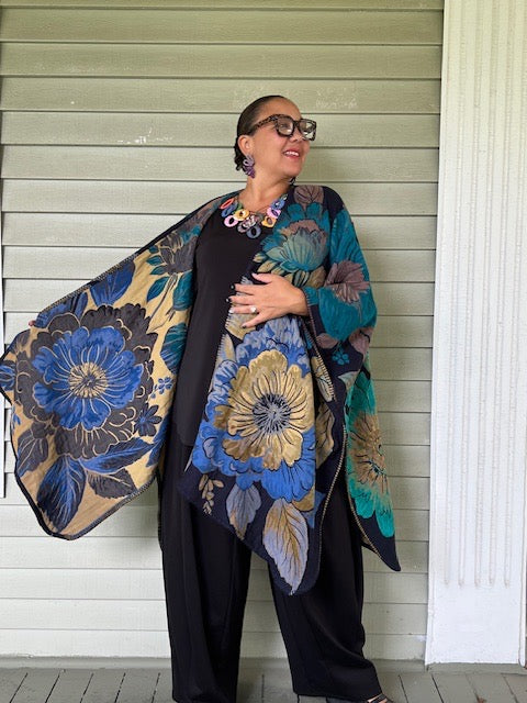 Frieda Ruana Reversible Floral