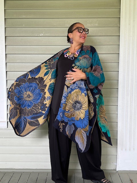 Frieda Ruana Reversible Floral