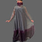 Dth Silk Organza Dress ( Dark Purple And Gray )