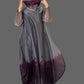 Dth Silk Organza Dress ( Dark Purple And Gray )