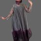 Dth Silk Organza Dress ( Dark Purple And Gray )