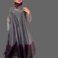 Dth Silk Organza Dress ( Dark Purple And Gray )