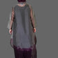 Dth Silk Organza Dress ( Dark Purple And Gray )