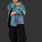 Cotton /Wool Jacket With Attached Scarf Mixed Stripe