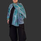 Cotton /Wool Jacket With Attached Scarf Mixed Stripe