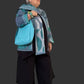 Cotton /Wool Jacket With Attached Scarf Mixed Stripe