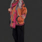 Mixed Stripe Cotton Wool Jacket With Attached Scarf