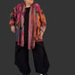 Mixed Stripe Cotton Wool Jacket With Attached Scarf