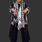 Geometric Black And White jacket With Attached  Scarf