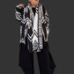 Geometric Black And White jacket With Attached  Scarf