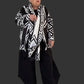 Geometric Black And White jacket With Attached  Scarf