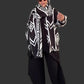 Geometric Black And White jacket With Attached  Scarf