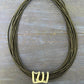 Black 12 Strand Piano Wire Necklace With Contemporary Pendant