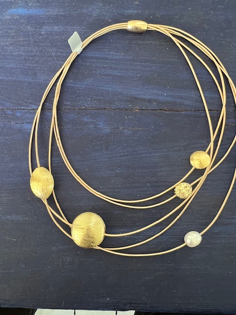 Gold Piano Wire Orbit Necklace
