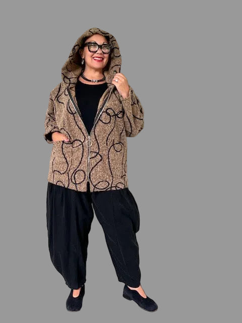 Abstract Boucle Zipper Jacket ( Carmel )