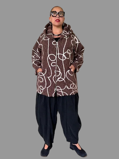 Abstract  Boucle Zipper Jacket ( Brown )