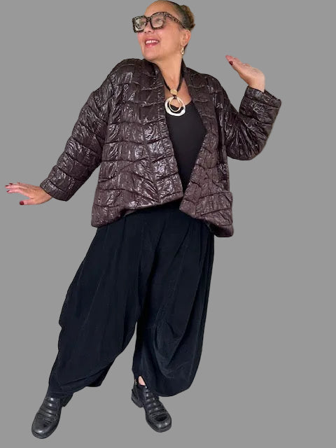 Quilted Drop Shoulder Jacket ( Brown)