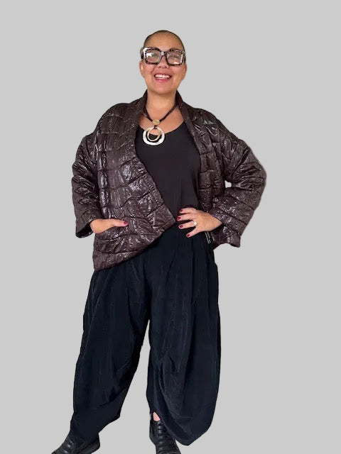 Quilted Drop Shoulder Jacket ( Brown)