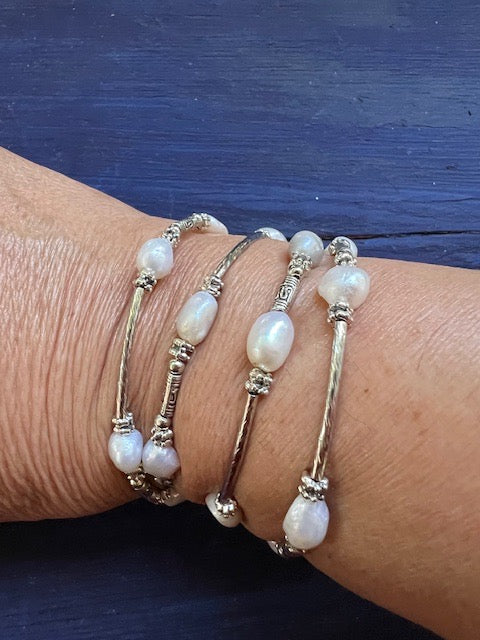 White Freshwater Pearl Wrap Bracelet