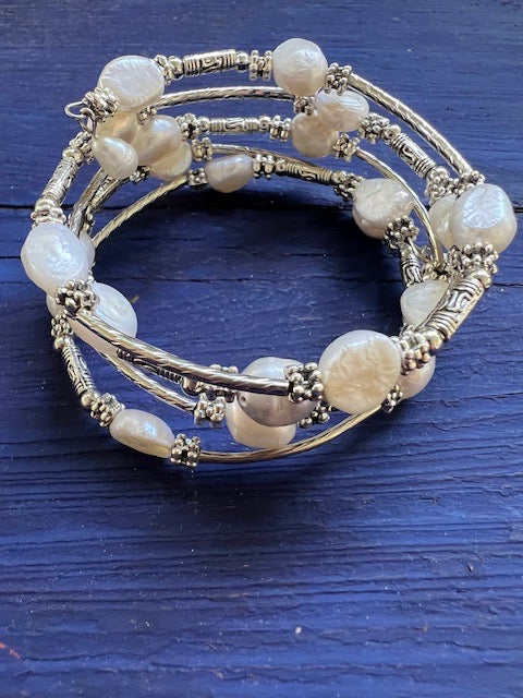 White Freshwater Pearl Wrap Bracelet