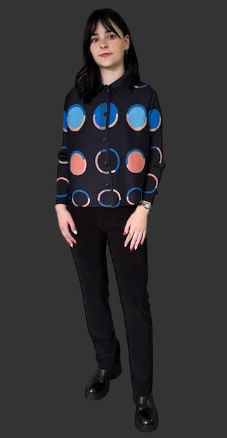 Pleats Circles Button Down Top