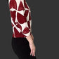 Pleats Half Circles Stretch Top (Red or Gray)