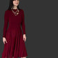 Pleats Dress In Wine Red