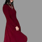 Pleats Dress In Wine Red