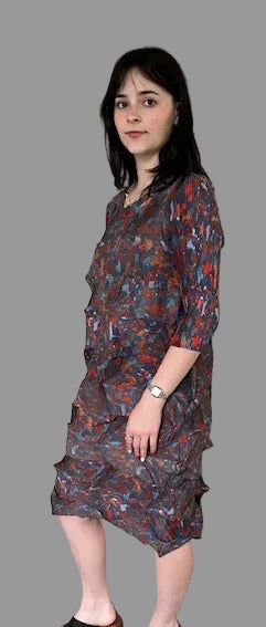 Pleats Vintage Mosaic Dress