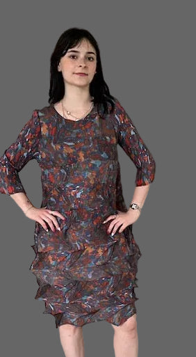 Pleats Vintage Mosaic Dress