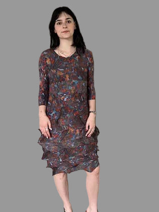 Pleats Vintage Mosaic Dress